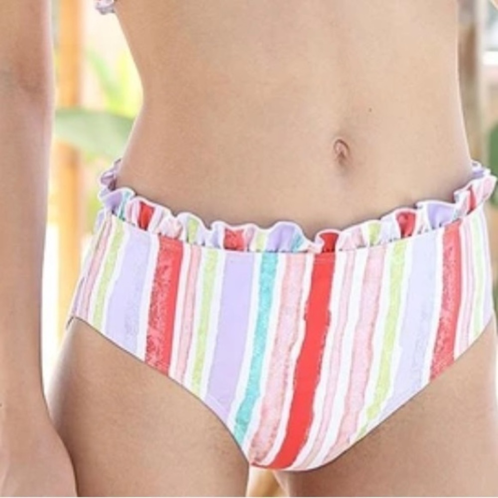 Shekini Women’s Striped Full Coverage Bikini Bottoms XL NEW